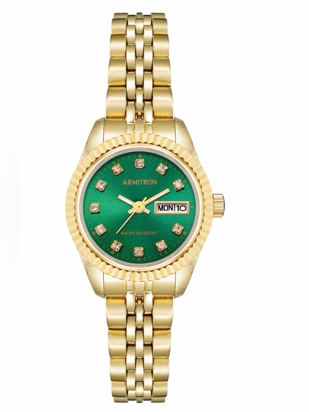 Armitron Gold-Tone Bracelet Watch with Green Dial